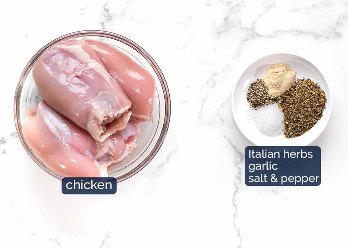 Ingredientes en la pasta de pollo al horno