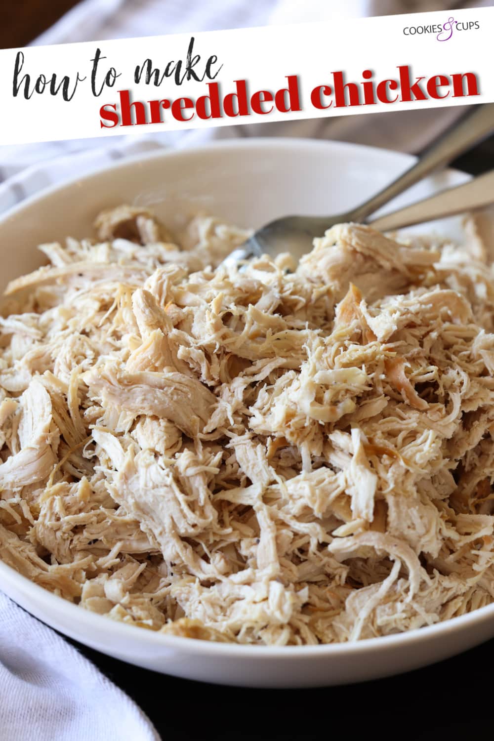 ¡Cómo hacer pollo desmenuzado fácilmente en menos de 25 minutos! cómo hacer pollo desmenuzado imagen de Pinterest
