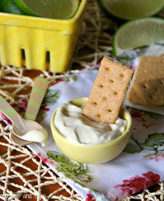 Imagen de una galleta Graham bañada en salsa para tarta de lima