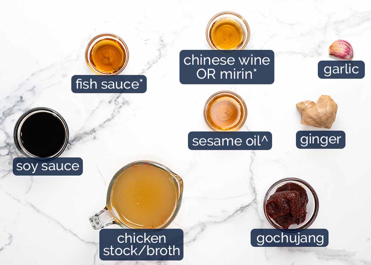 Ingredientes de la sopa de fideos coreana picante