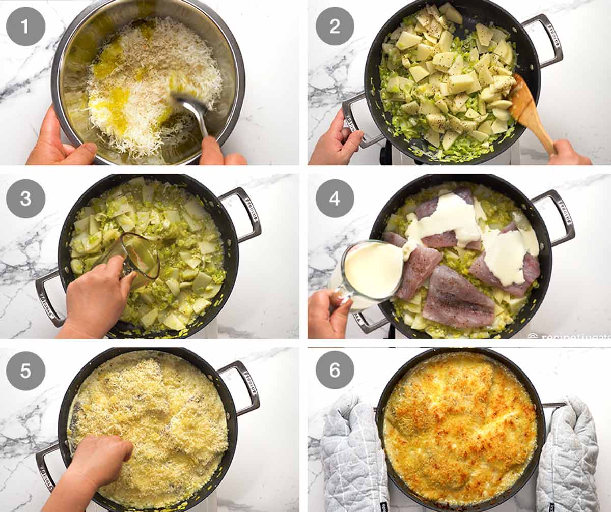 Cómo hacer Pescado a la crema sobre patatas gratinadas