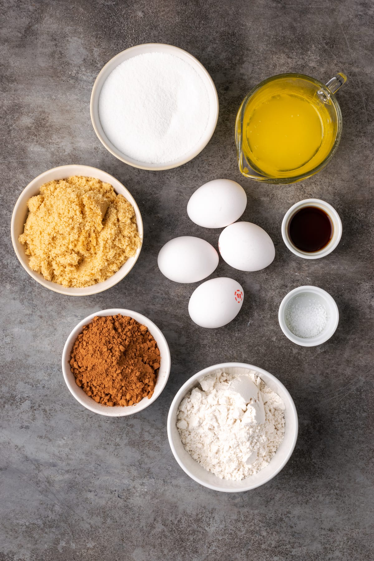 Los ingredientes para los brownies de coco.