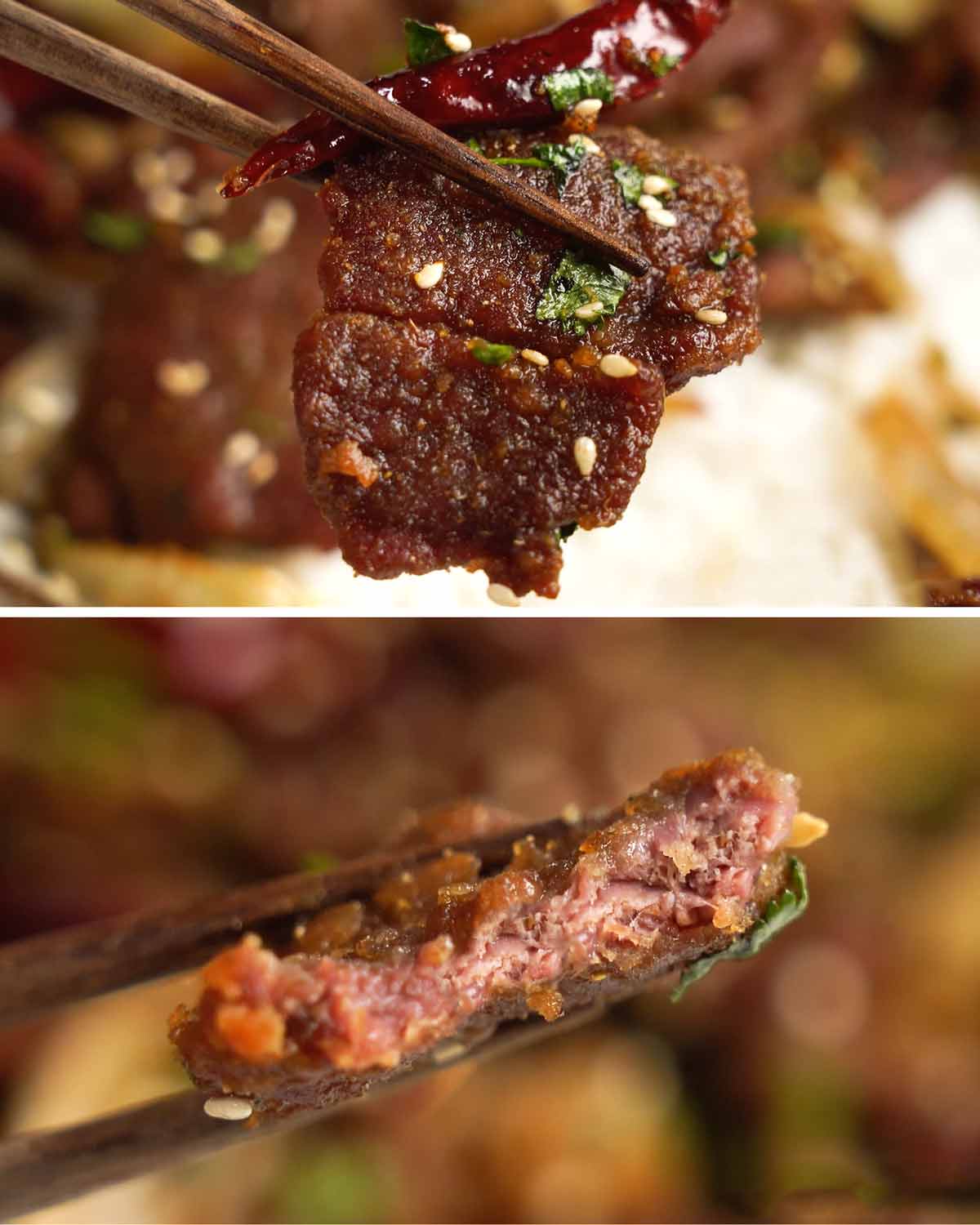 Salteado de cordero con comino de Xinjiang cerrar