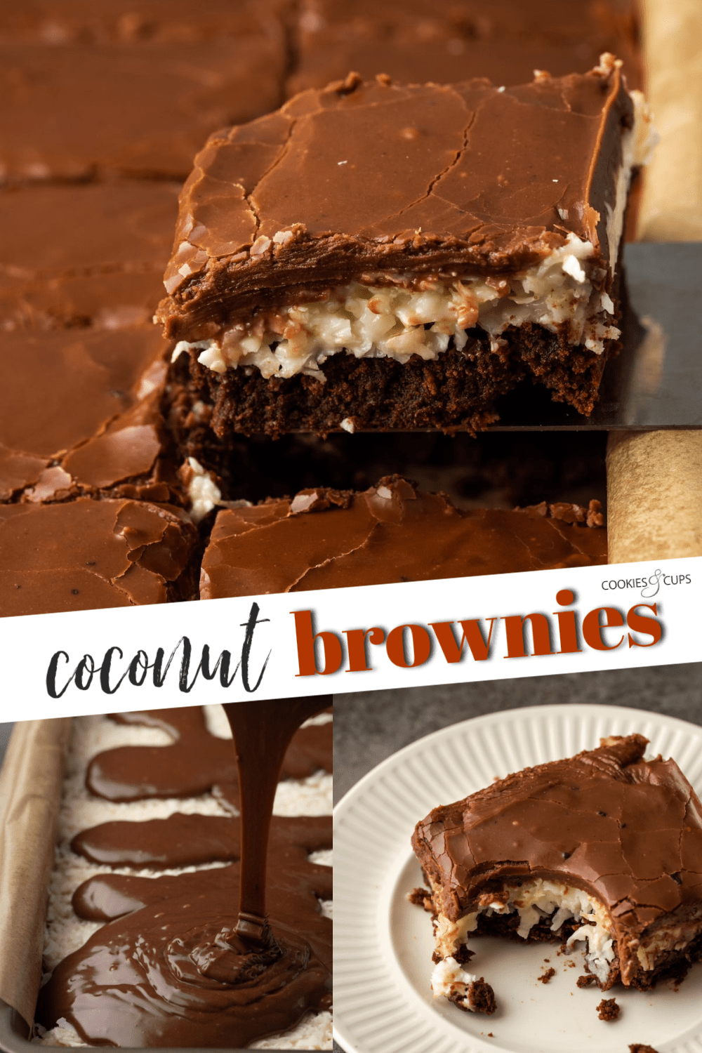imagen de pinterest de brownies de coco