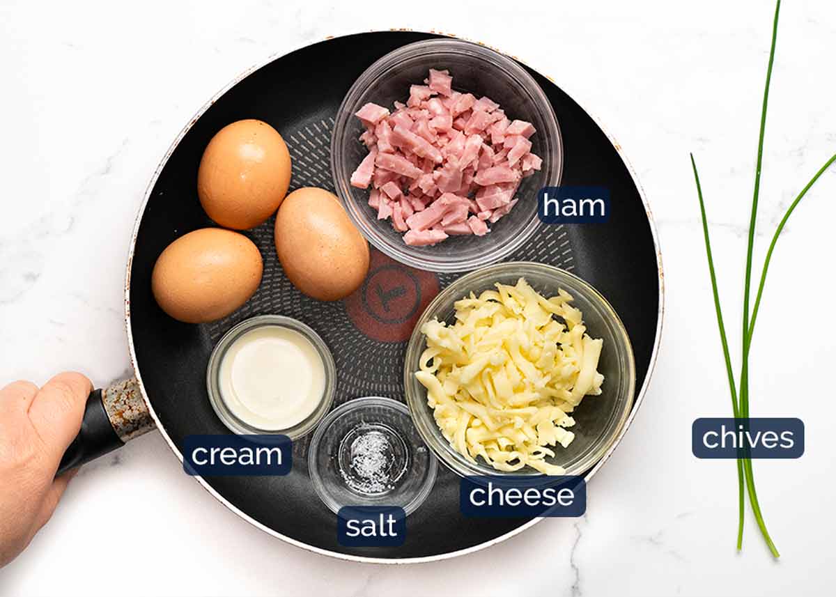 Ingredientes en Tortilla de Jamón y Queso