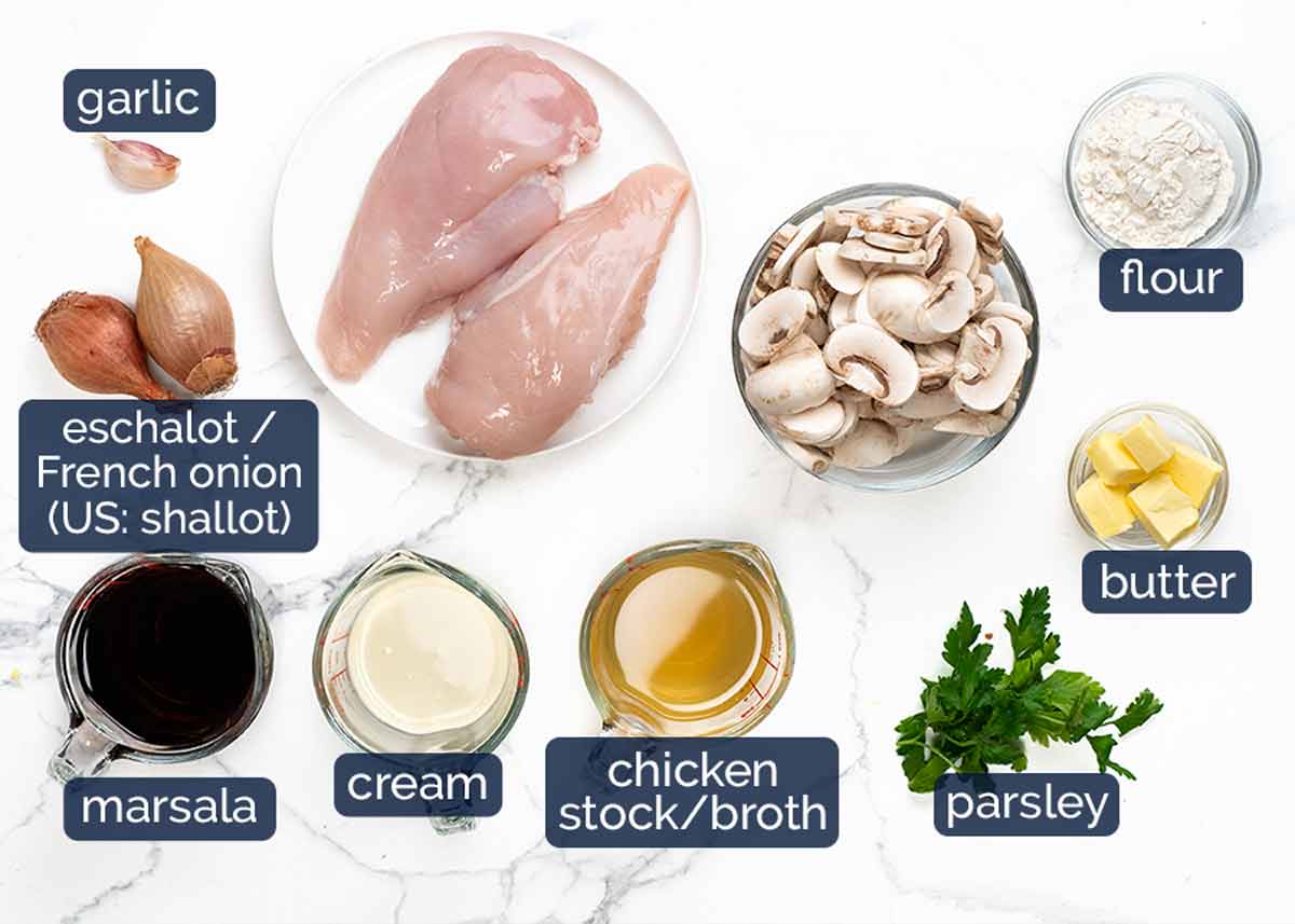 Ingredientes en Pollo Marsala