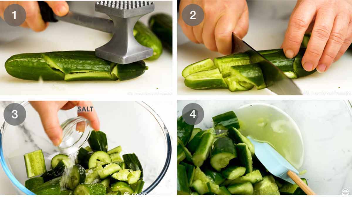 Ingredientes en ensalada picante de pepino