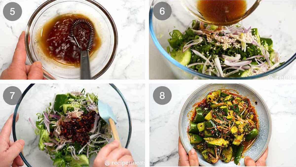 Ingredientes en ensalada picante de pepino