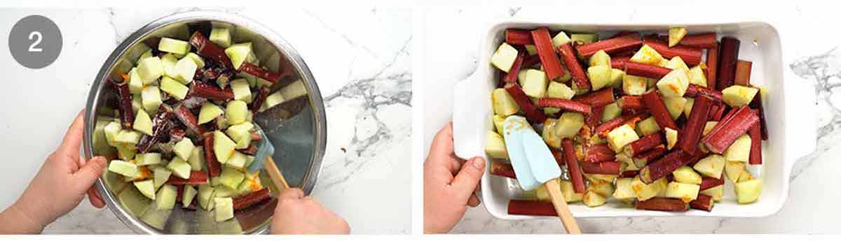 Cómo hacer crumble de ruibarbo con manzana