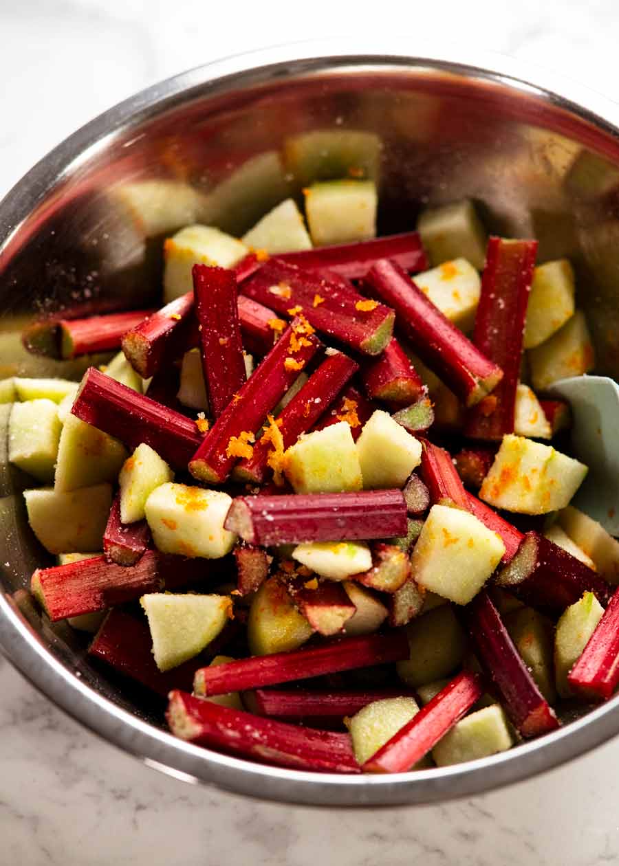 Relleno para crumble de ruibarbo con manzana