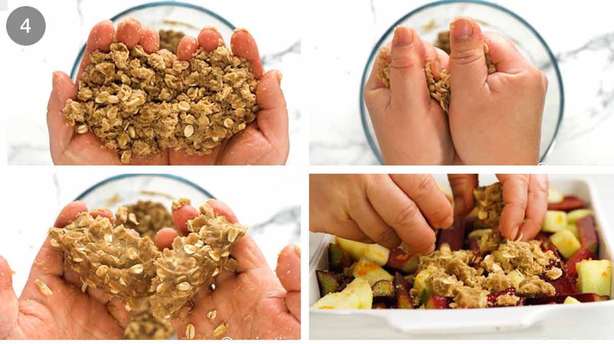 Cómo hacer crumble de ruibarbo con manzana