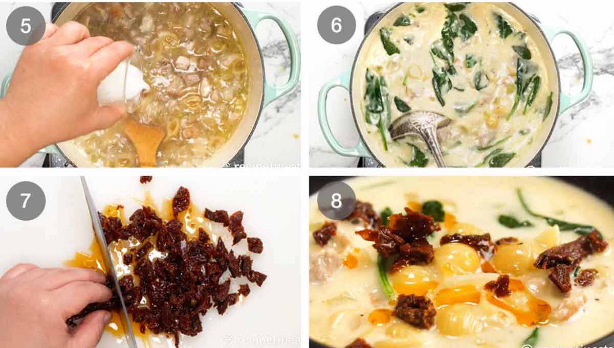 Cómo hacer sopa cremosa de pollo toscano