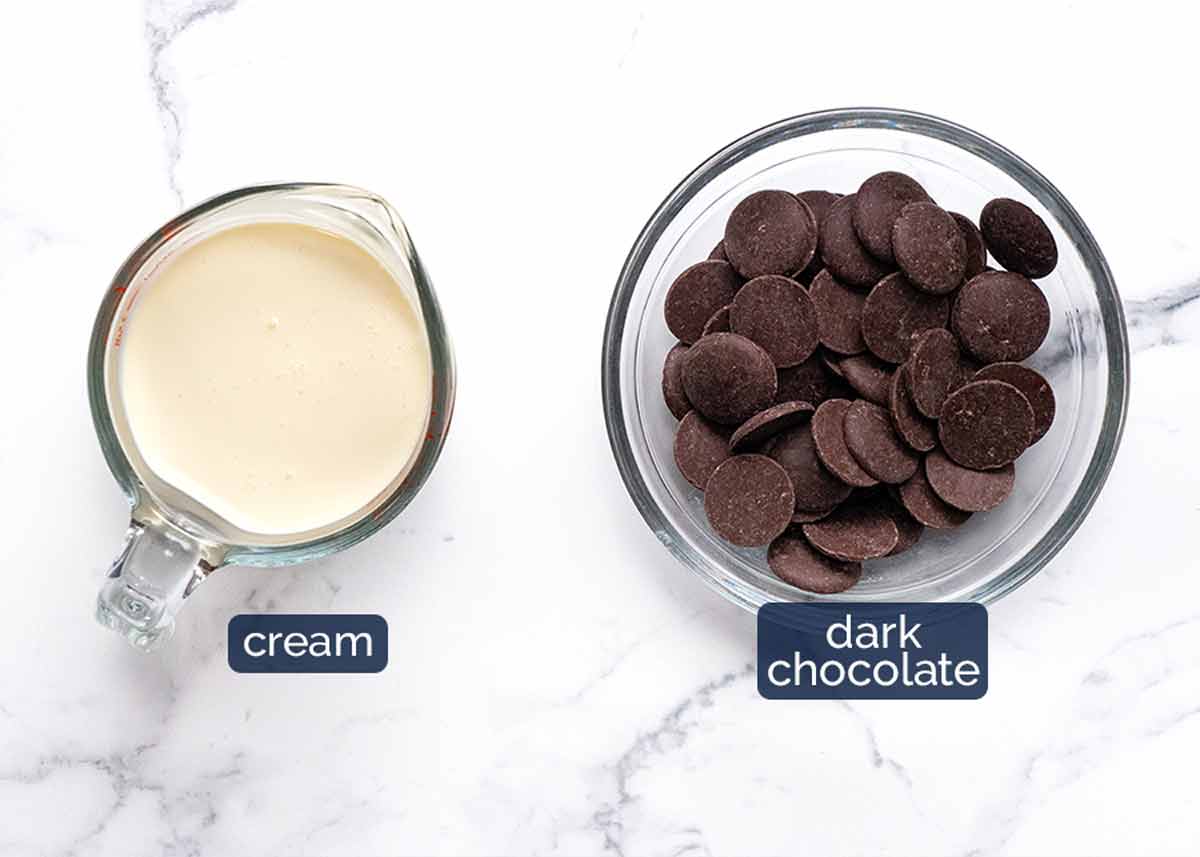 Ingredientes de la salsa de dulce de chocolate