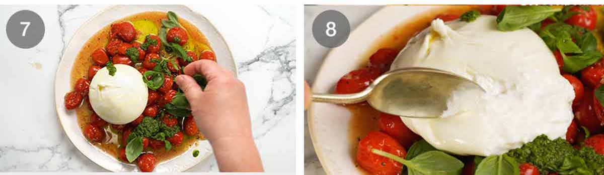 Cómo hacer ensalada de burrata con tomate reventado
