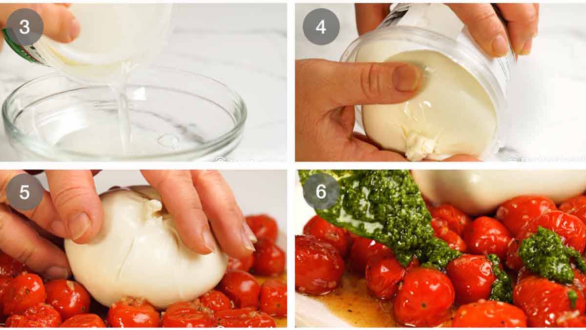 Cómo hacer ensalada de burrata con tomate reventado