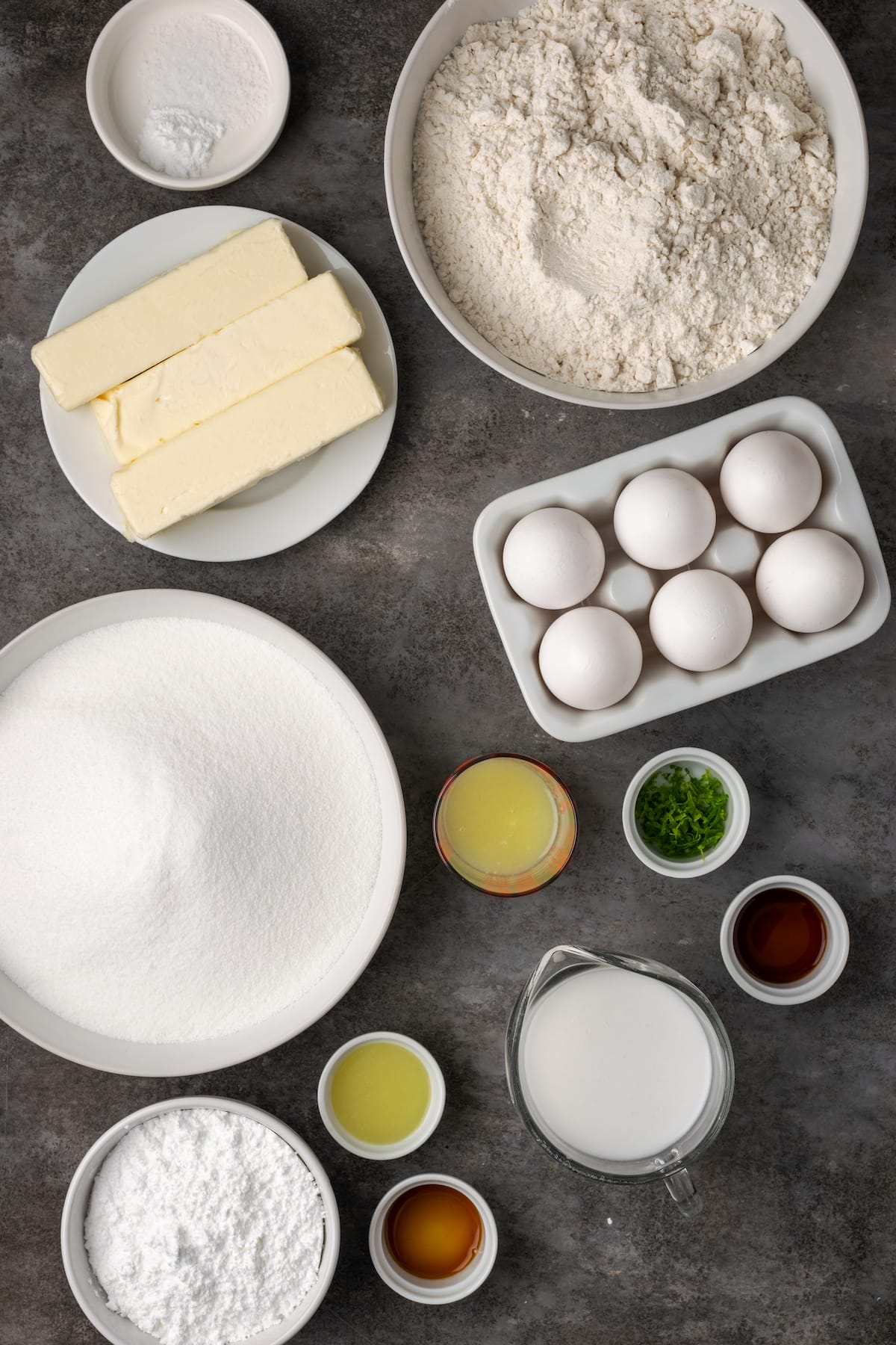 Los ingredientes para el bizcocho Key line.
