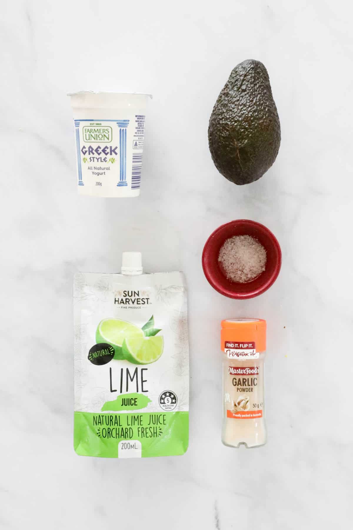 The ingredients for avocado dip.
