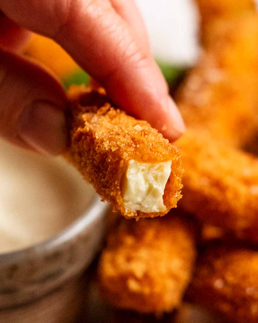 Showing the inside of Haloumi fries