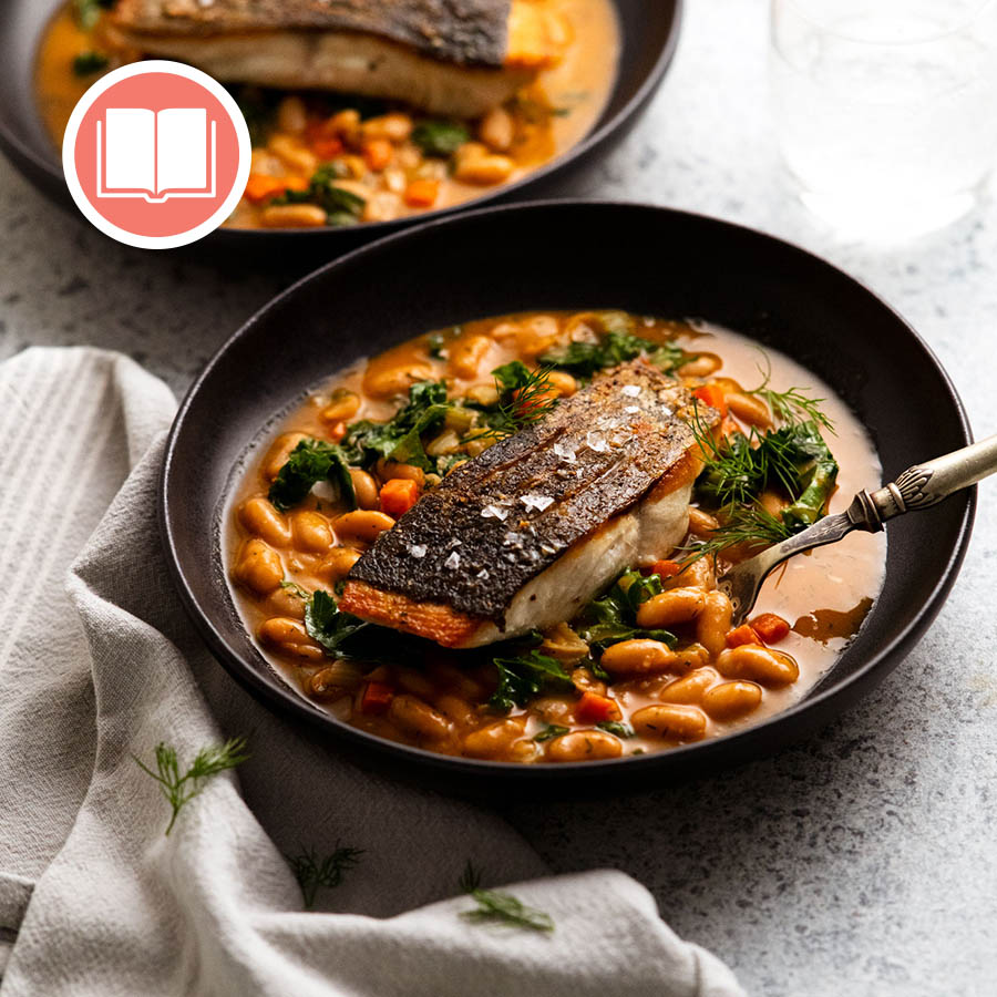 Crispy Skin Fish Bean Ragu from RecipeTin Eats