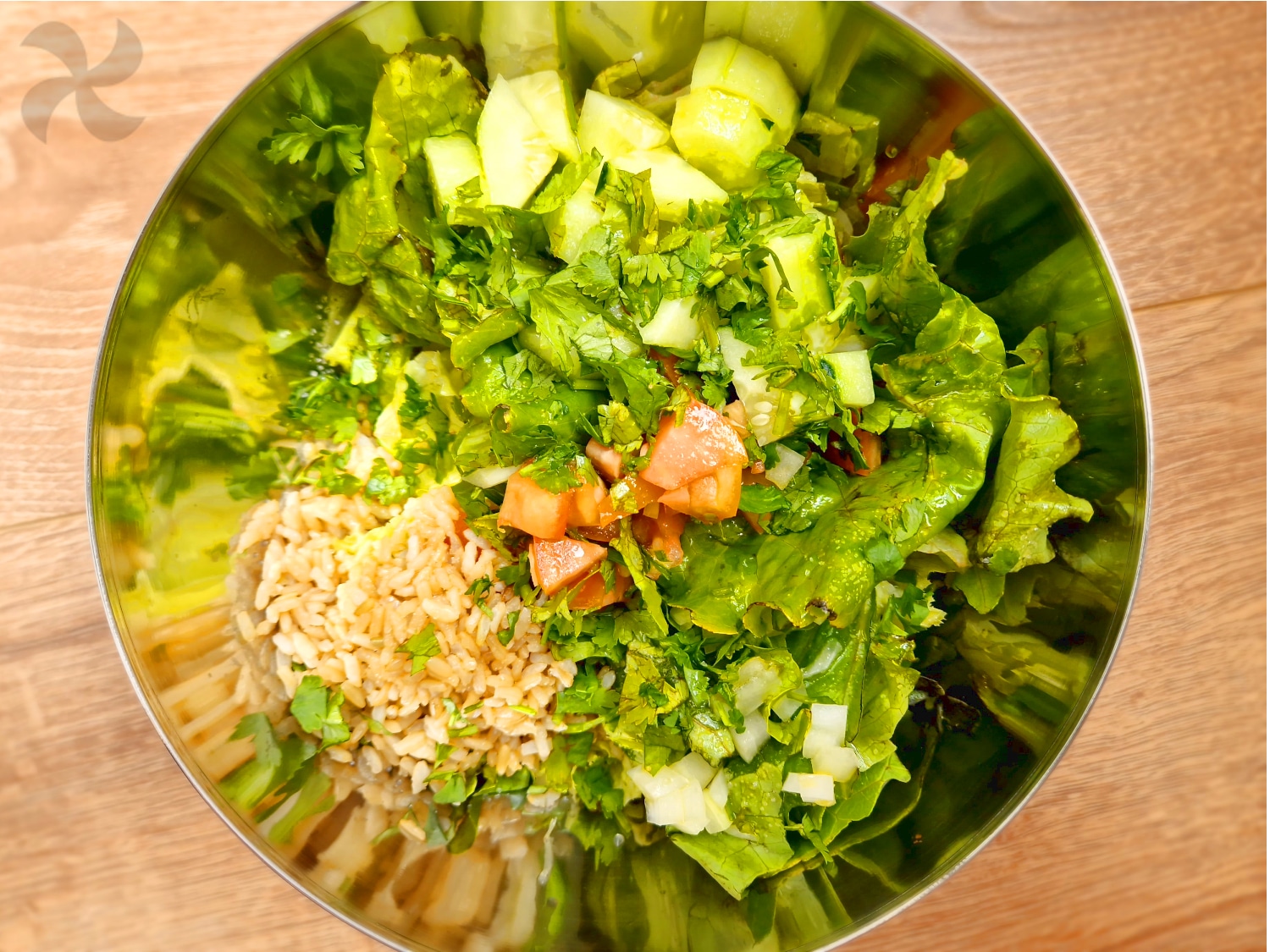 Ensalada de arroz integral y ali&ntilde;o de cilantro y lima
