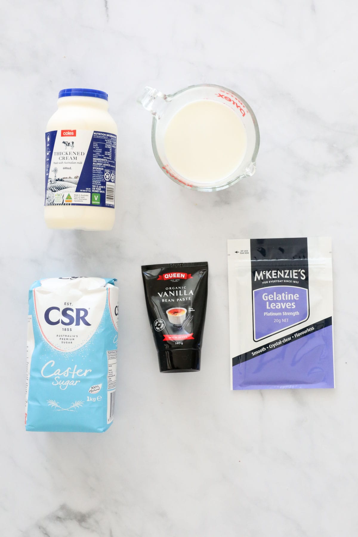 The ingredients for Thermomix Panna Cotta.