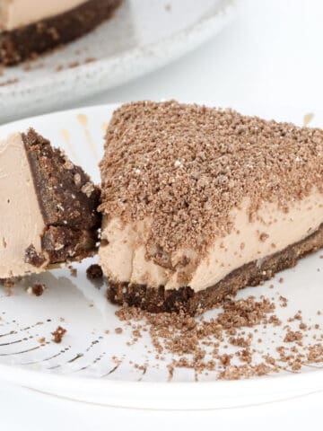 A piece of Toblerone Cheesecake made in a Thermomix.