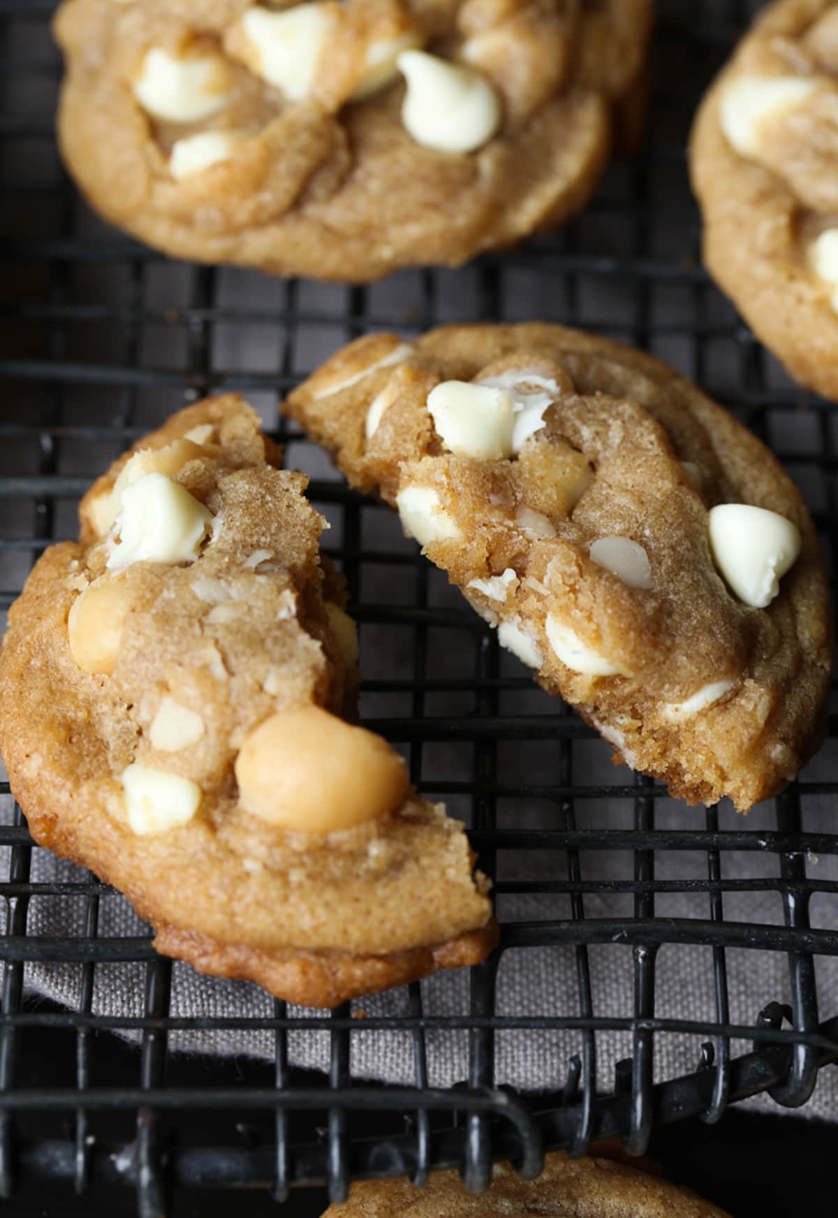 These white chocolate macadamia nut cookies are a classic. They have buttery, crisp edges with chewy centers loaded with creamy white chocolate and salty macadamia nuts. A white chocolate macadamia nut cookie