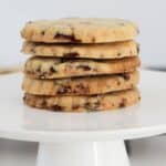 A stack of cranberry shortbread cookies.