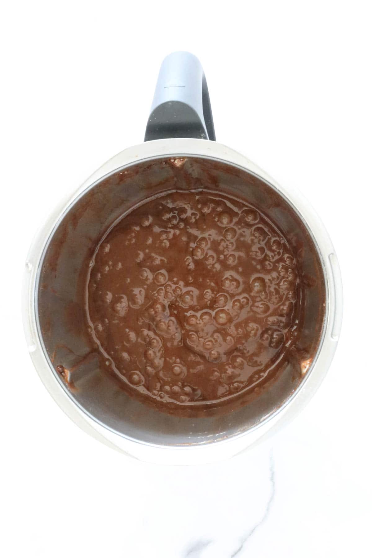 Brownie batter in a Thermomix bowl.