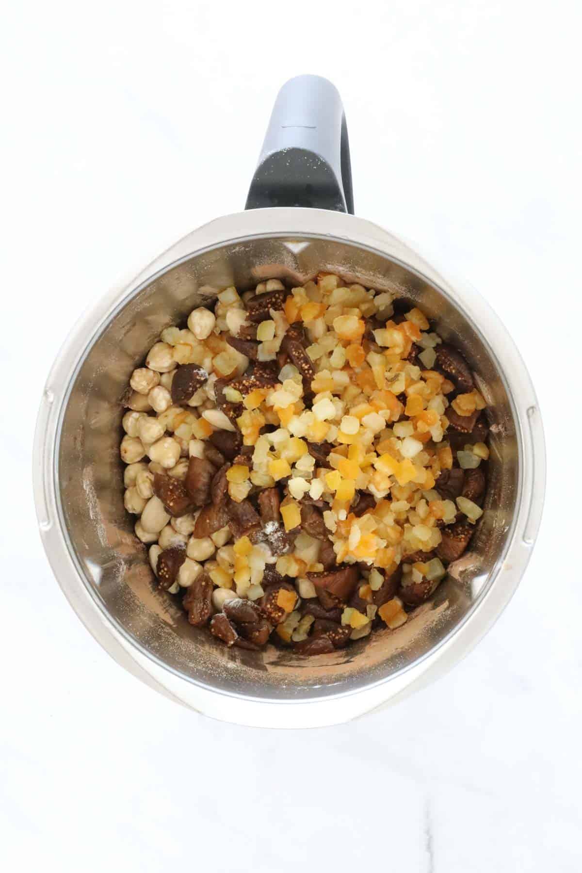 Fruit and nuts in a Thermomix.
