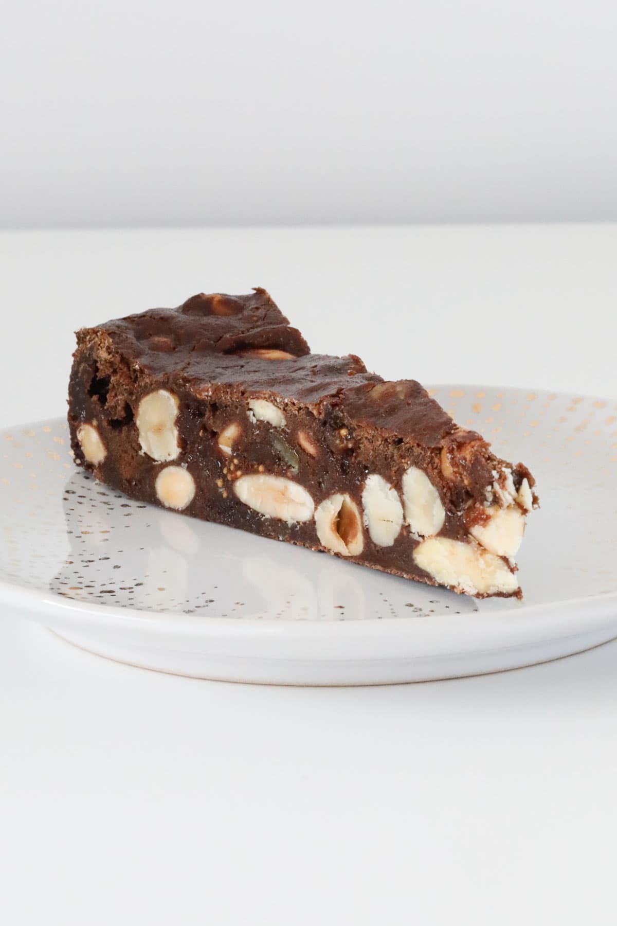 A slice of nut and fruit panforte.