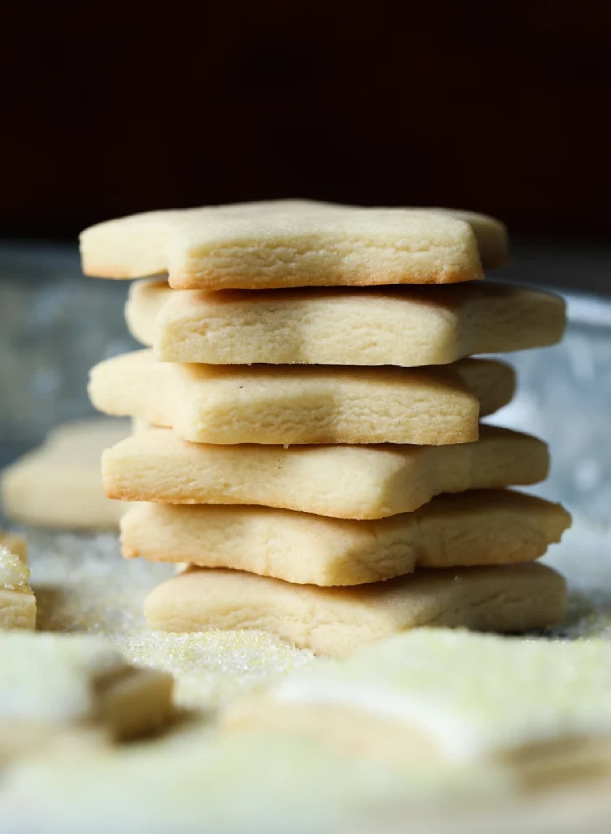 A stack of star shaped sugar cookies