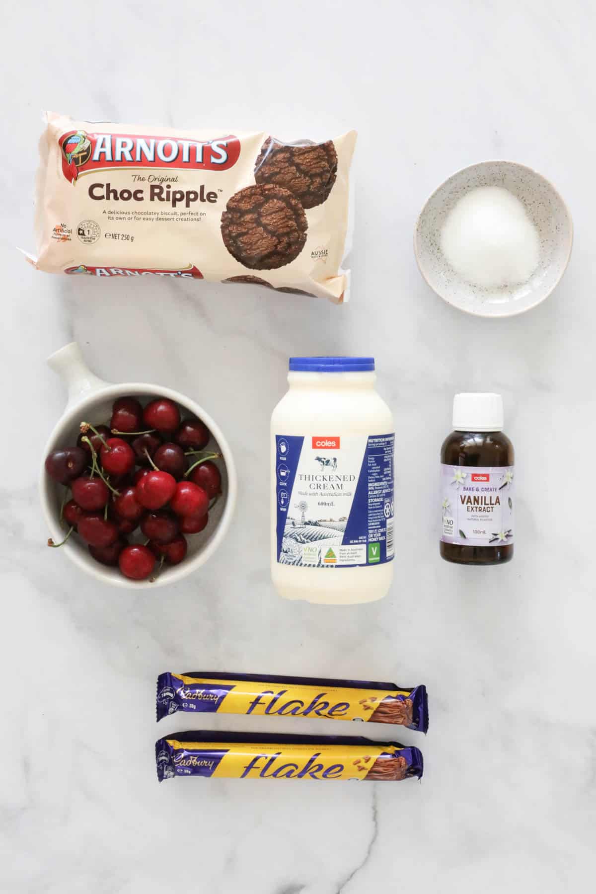 The ingredients for a choc ripple cake.