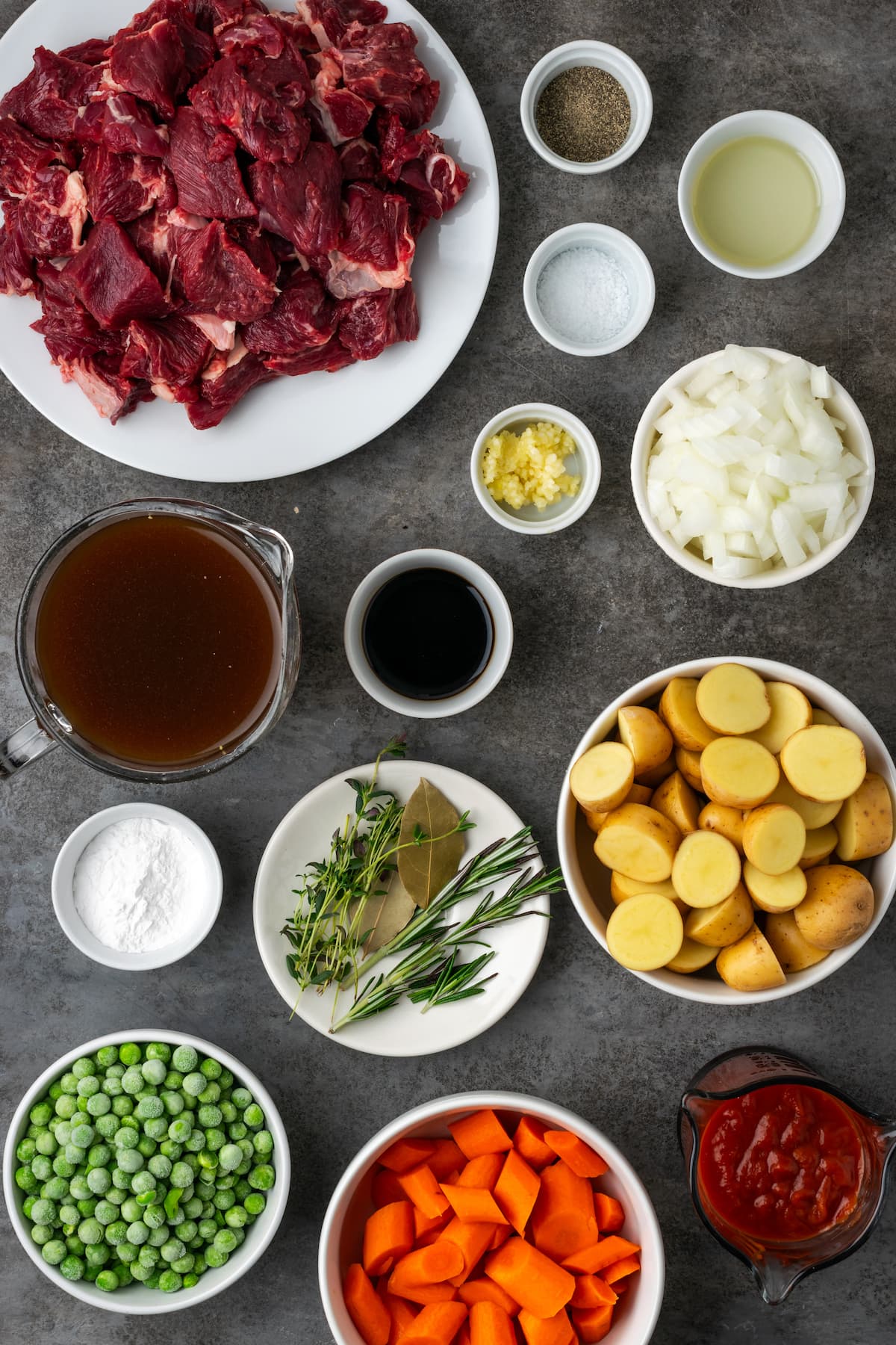 The ingredients for Instant Pot beef stew.