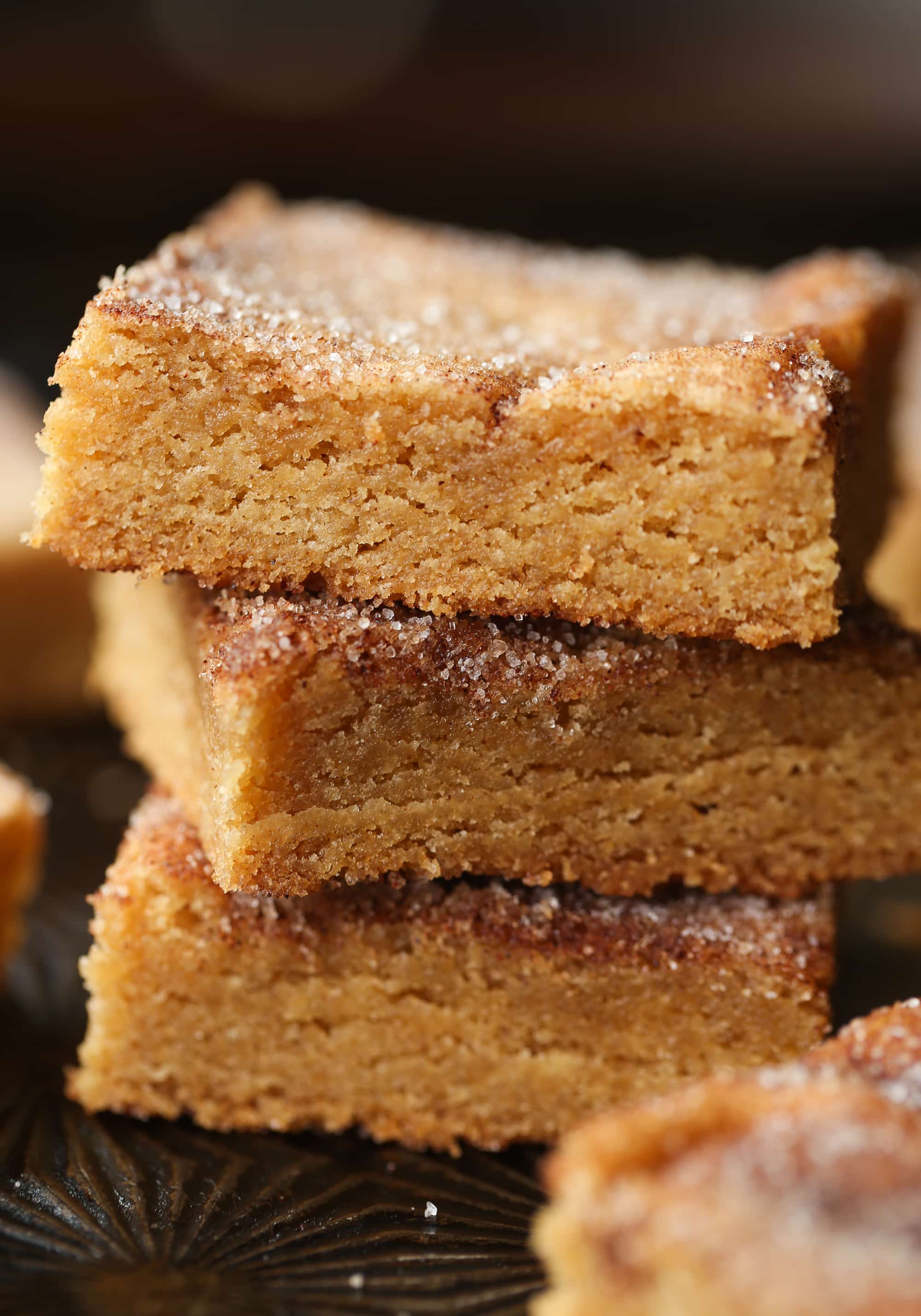 Buttery, chewy cookie bars that taste just like a churro! Stacked Churro cinnamon sugar cookie bars
