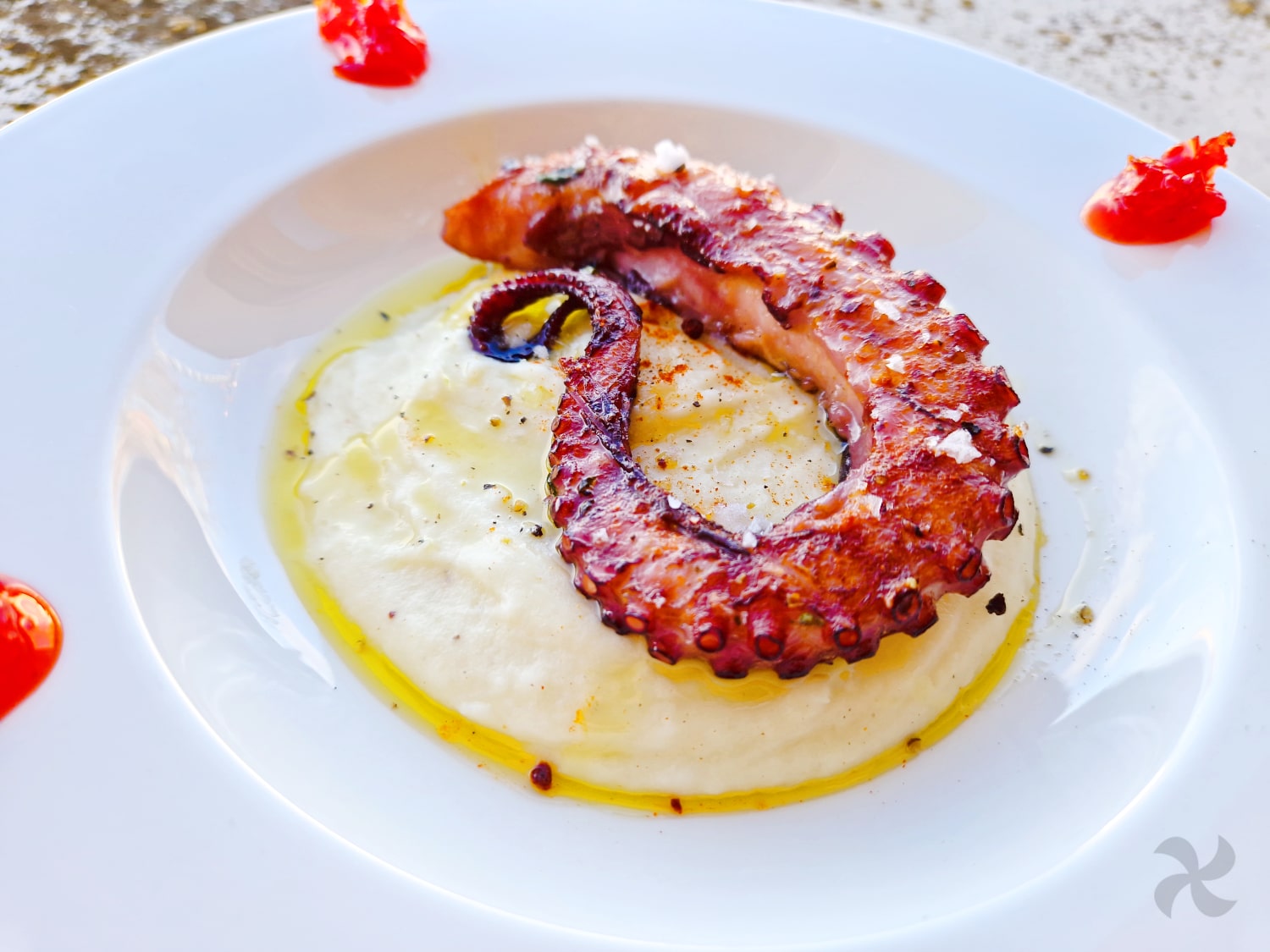 Pulpo a la parrilla con parmentier de queso manchego