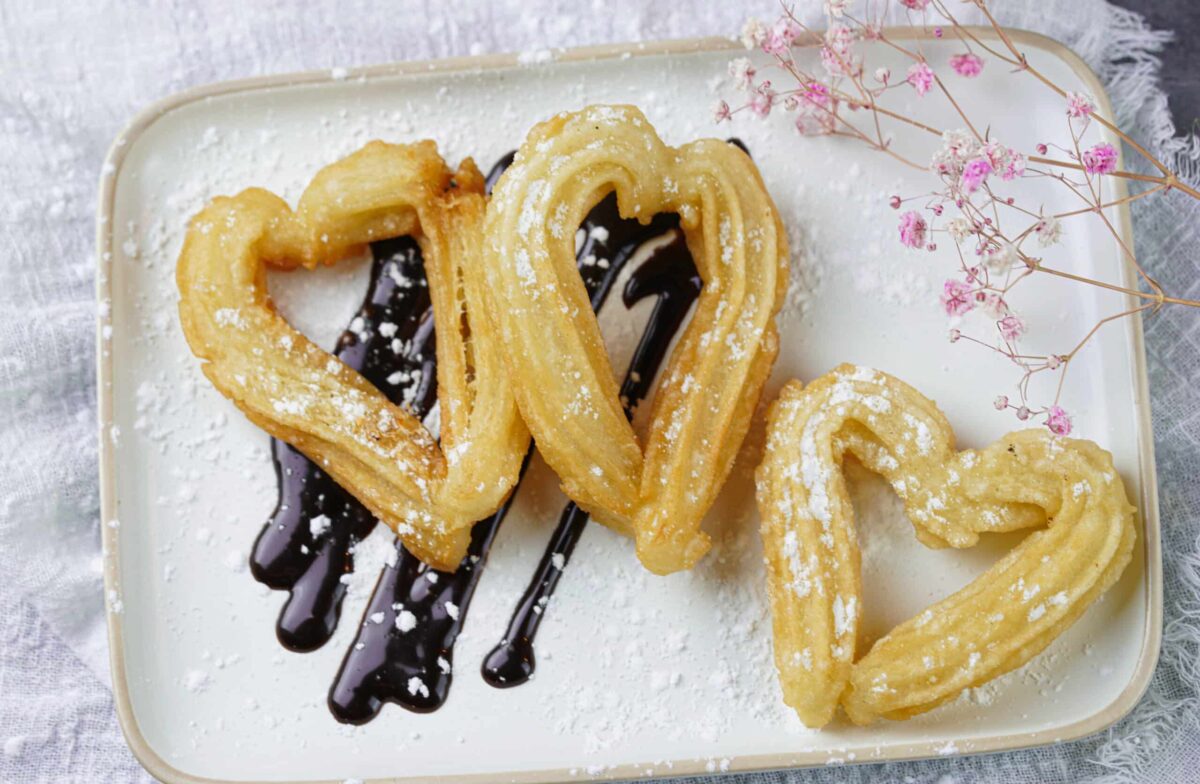 Churros con forma de corazón