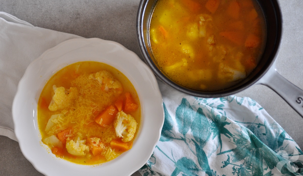 Sopa de coliflor y calabaza