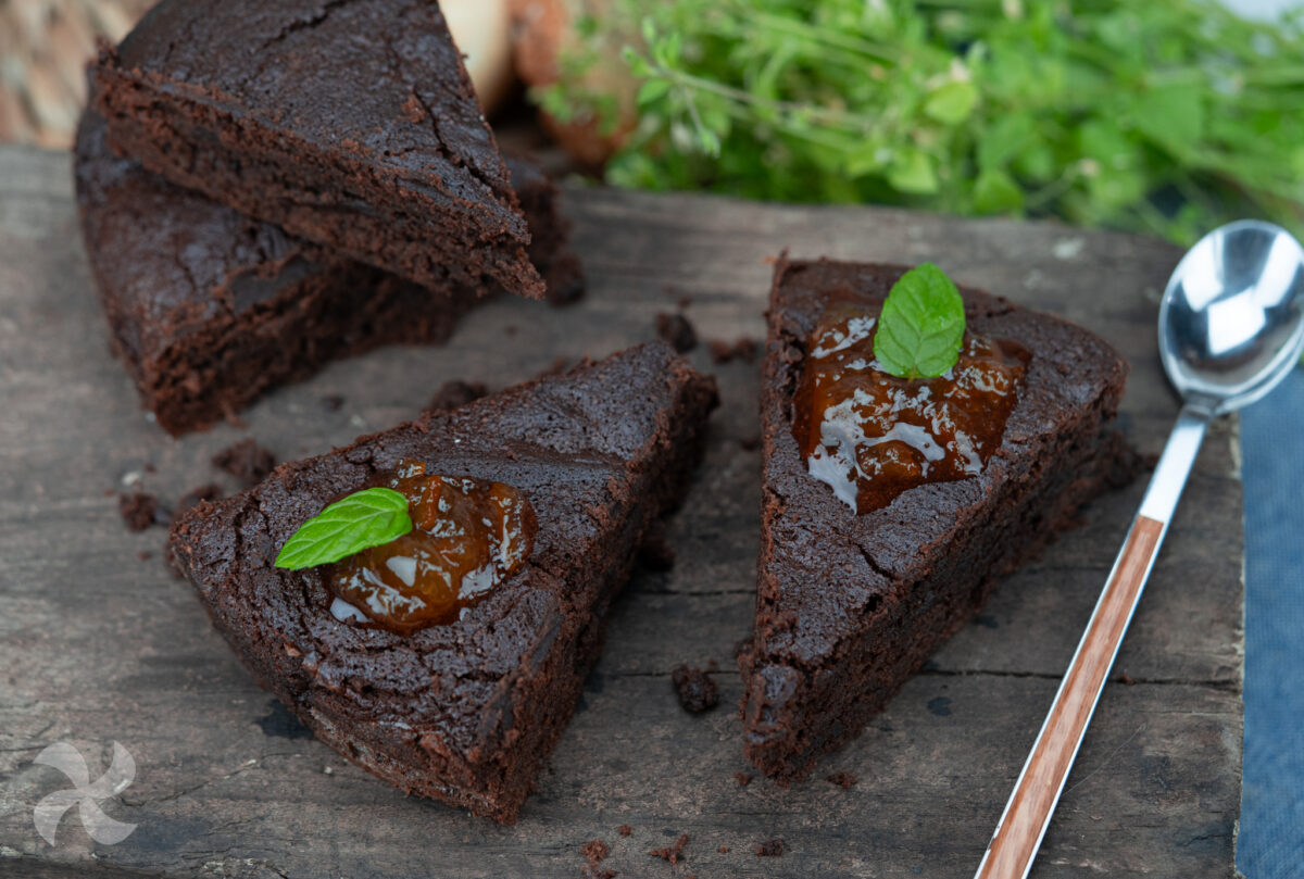 Brownie con mermelada de naranja amarga