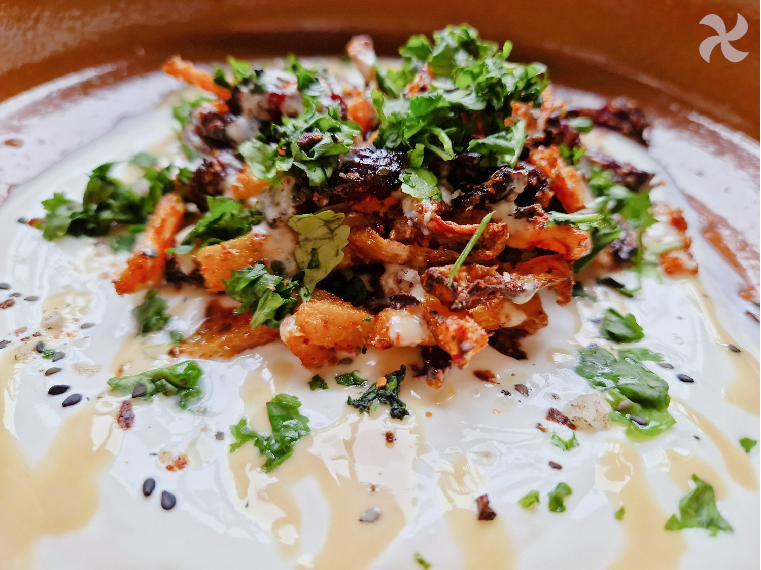 Dip de yogur griego con calabaza y remolacha en airfryer