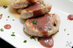 solomillo de cerdo con salsa de uvas y miel