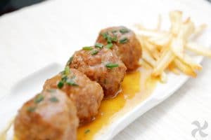 Albóndigas con foie y ron