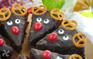 Bizcocho Brownie con forma de Renos