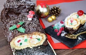 Tronco de Navidad de chocolate muy delicioso