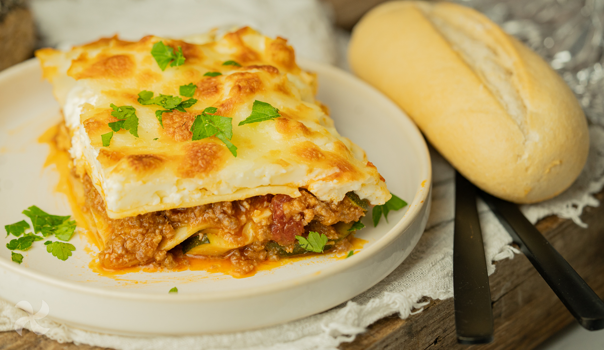 Lasaña de carne con calabacín