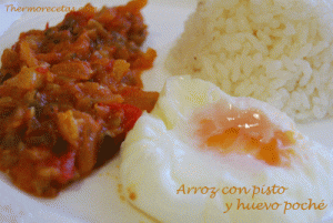 Receta thermomix Arroz con pisto y huevos poché