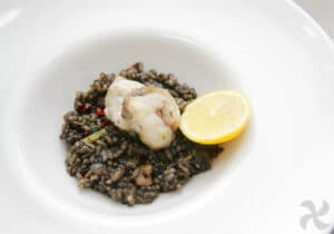 Arroz negro seco con rape
