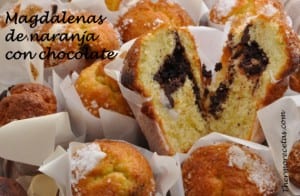 Magdalenas de naranja con chocolate