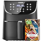 Cosori Freidora de Aire 5.5L Interior Metálico Real, Air Fryer Diseño Antióxido, Tecnología Calefacción Uniforme, 100 Recetas, Reducción de Grasas para una Vida Saludable, Eficiencia Energética, 1700W