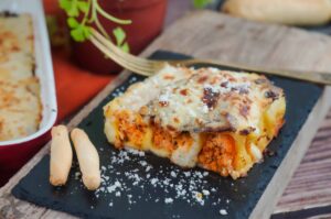 Canelones rellenos de pollo y boniato